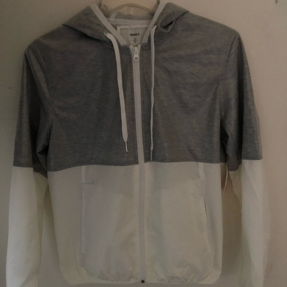 Forever 21 Sweaters - Forever 21 white and grey windbreaker